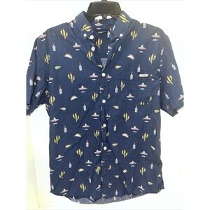 Performance Apparel Shirt Men's Small Blue Short Sleeve Button Up